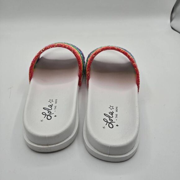 Lola & The Boys Rainbow Slides Size 36 US 5 Glitter Sandals - Picture 6 of 8